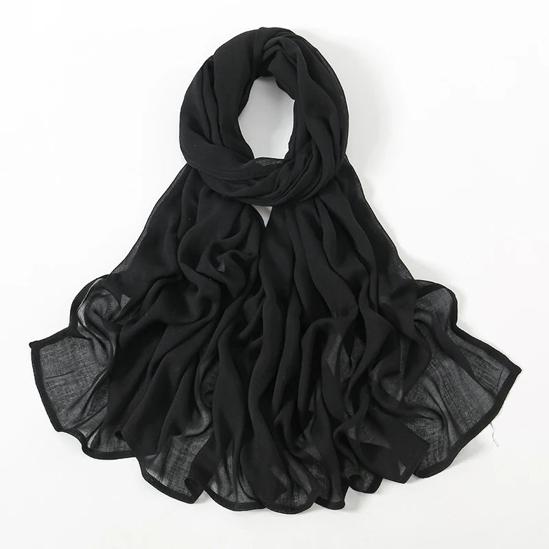 Rayon Viscose Muslim Woman Hijab Cotton Plain Musulman Scarves Solid Islamic Shawls and Wraps Soft Women's Turban Headband Veil