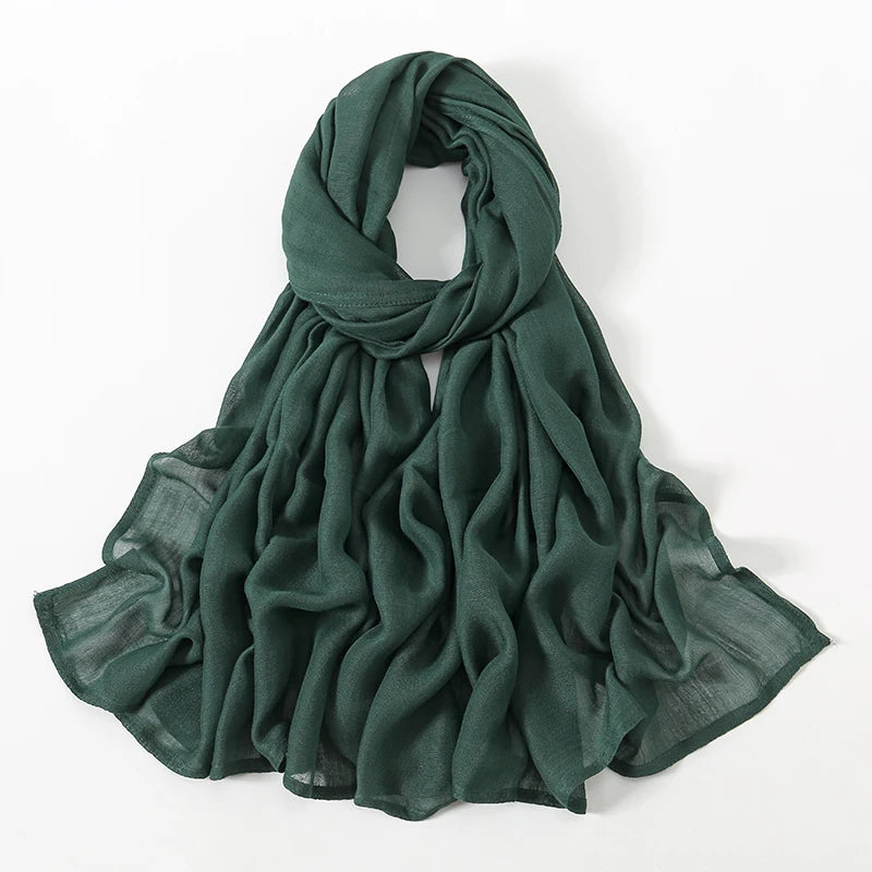 Rayon Viscose Muslim Woman Hijab Cotton Plain Musulman Scarves Solid Islamic Shawls and Wraps Soft Women's Turban Headband Veil