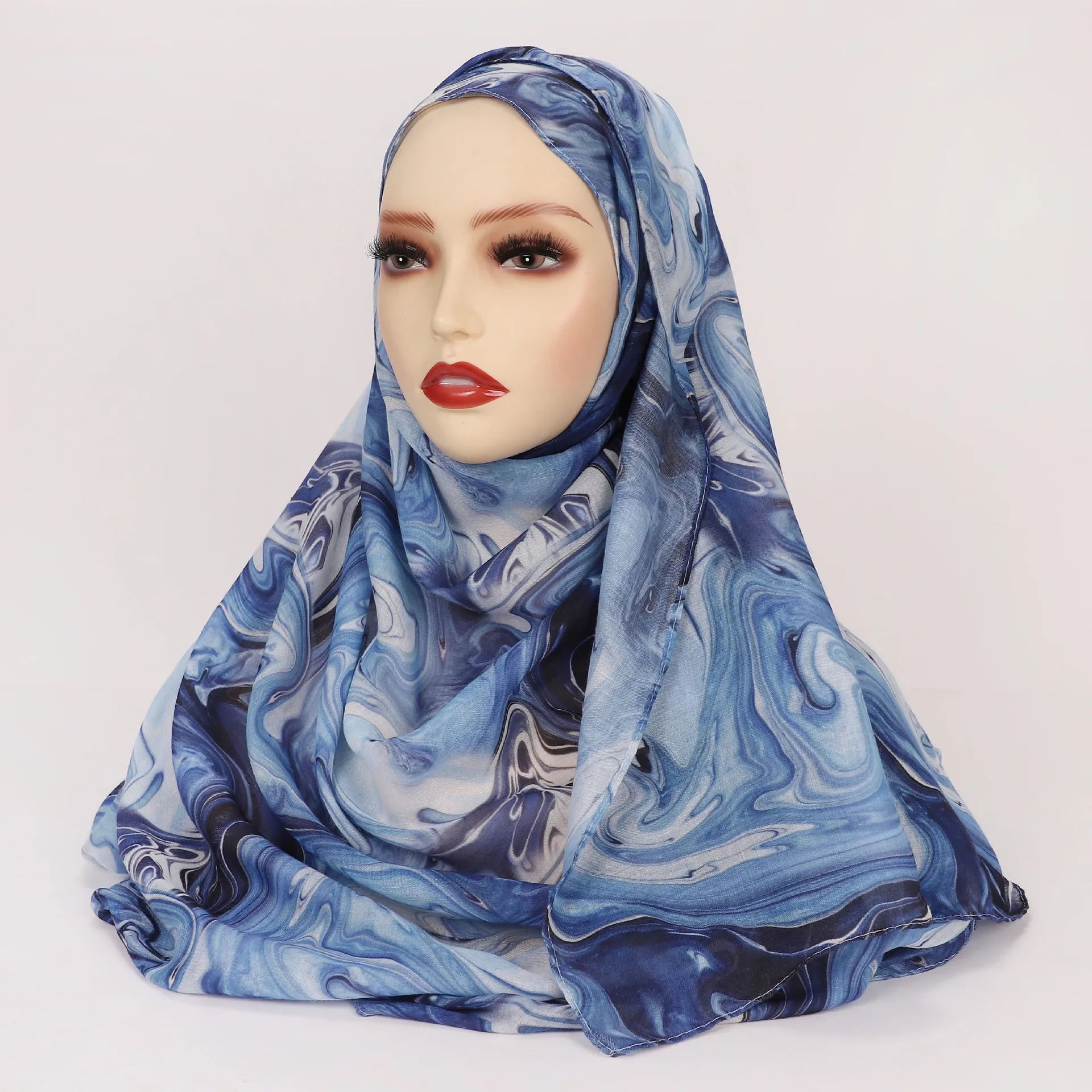 1Pcs New Watercolor Print Hijab Islam Ramadan Women Bohemian Soft Muslim Hijabs Foulard Arab Femme Shawl Wrap Scarf Headscarf