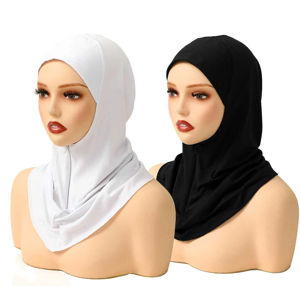 New Design Muslim Women Soild Instant Hijab With Hidden Zipper Middle East Jilbab Adjustable Prayer Hijab Cotton Modal Inner Cap