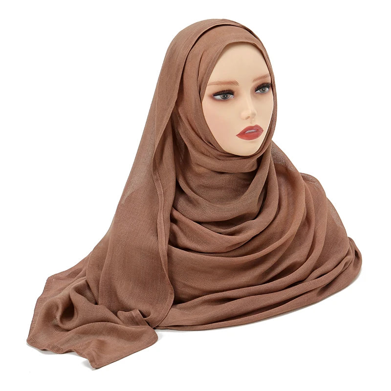 Rayon Viscose Muslim Woman Hijab Cotton Plain Musulman Scarves Solid Islamic Shawls and Wraps Soft Women's Turban Headband Veil