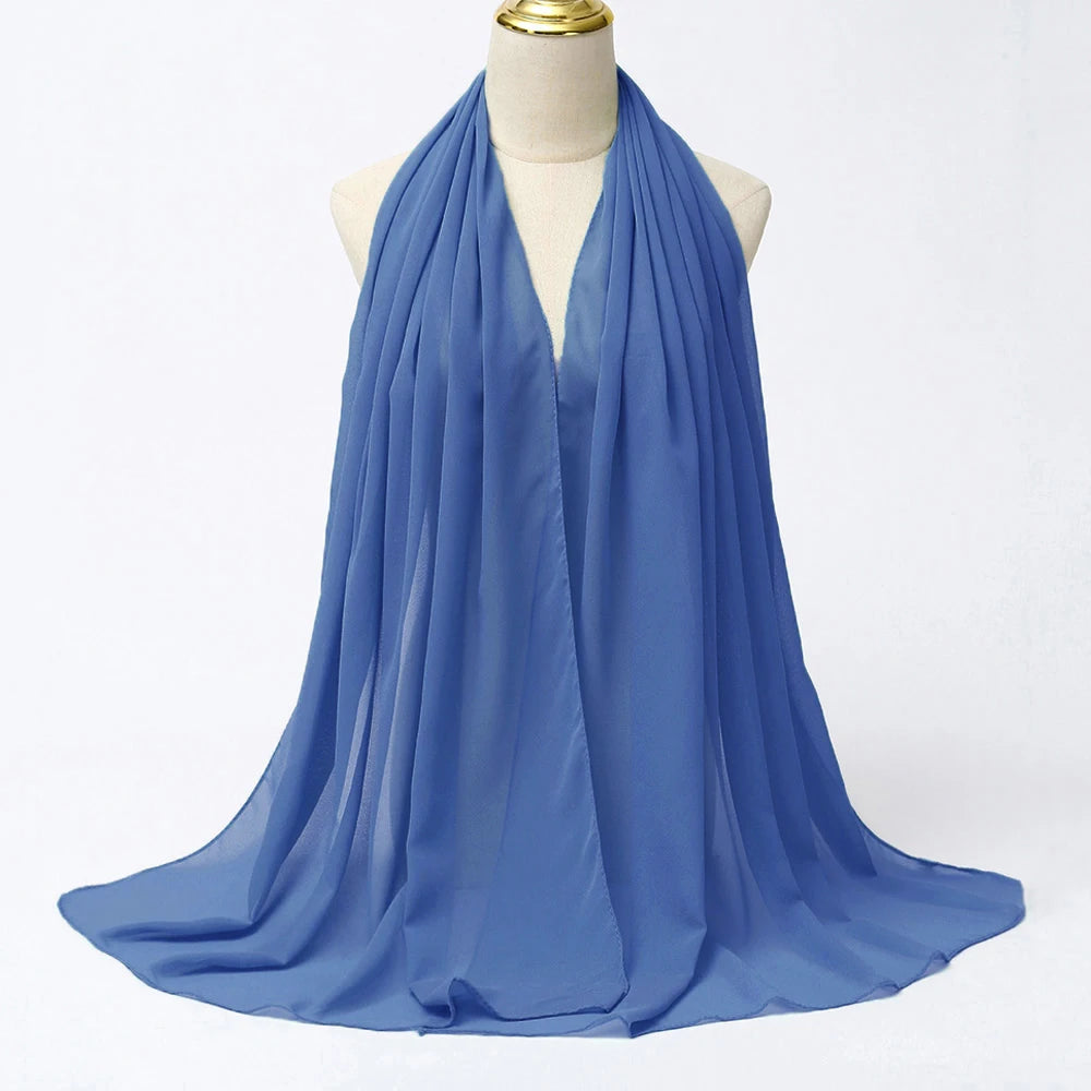 Muslim Chiffon Hijabs For Woman Long Solid Color Head Wrap For Women Shawls Scarves Ladies Muslim Veil Hijab