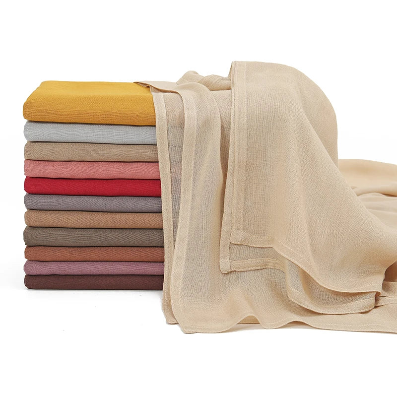 Rayon Viscose Muslim Woman Hijab Cotton Plain Musulman Scarves Solid Islamic Shawls and Wraps Soft Women's Turban Headband Veil