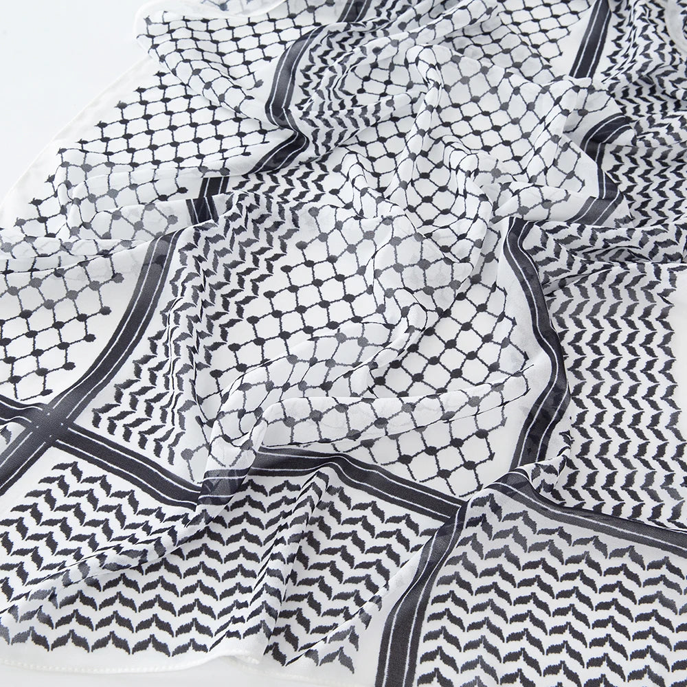 11 Color Muslim Keffiyeh Hijab Chiffon Print Shawl kufiyya Saudi Fashion Lady Soft Headwraps Geometric Style Arab kaffiyeh Scarf
