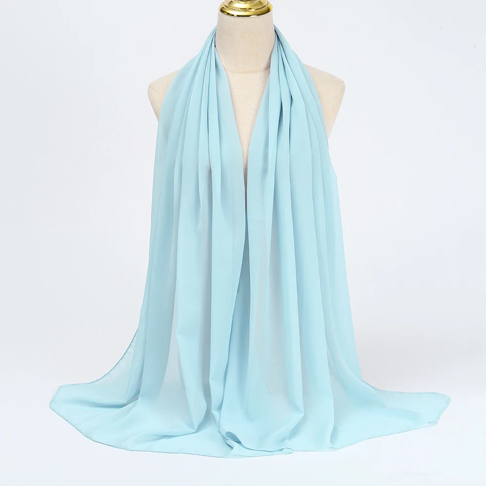 Muslim Chiffon Hijabs For Woman Long Solid Color Head Wrap For Women Shawls Scarves Ladies Muslim Veil Hijab