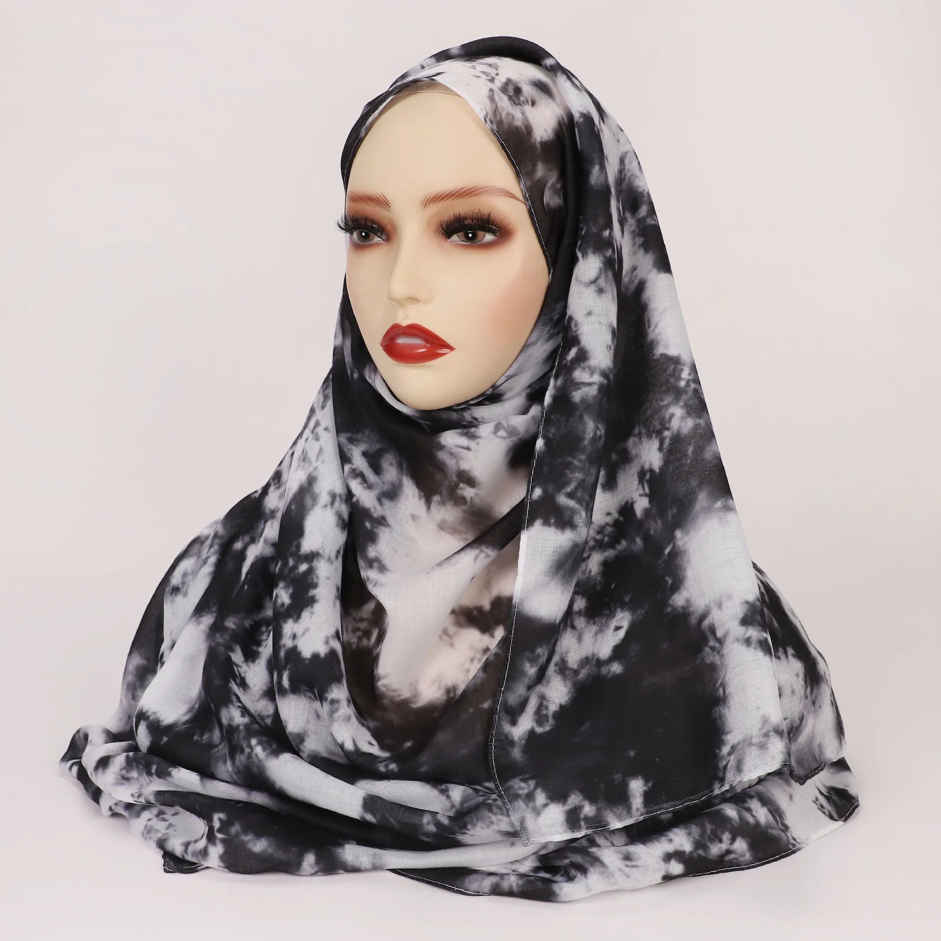 1Pcs New Watercolor Print Hijab Islam Ramadan Women Bohemian Soft Muslim Hijabs Foulard Arab Femme Shawl Wrap Scarf Headscarf
