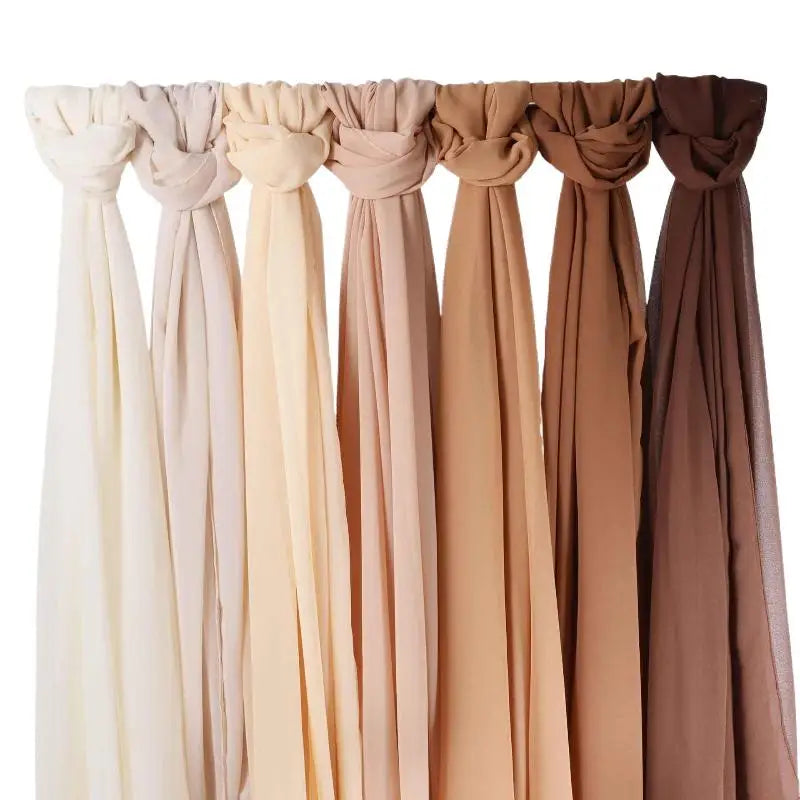 Ramadan Muslim Chiffon Hijabs For Woman Plain Color Headscarf Long Shawl Scarf Thin Breathable Sunscreen Head Wrap Hijabs Scarf