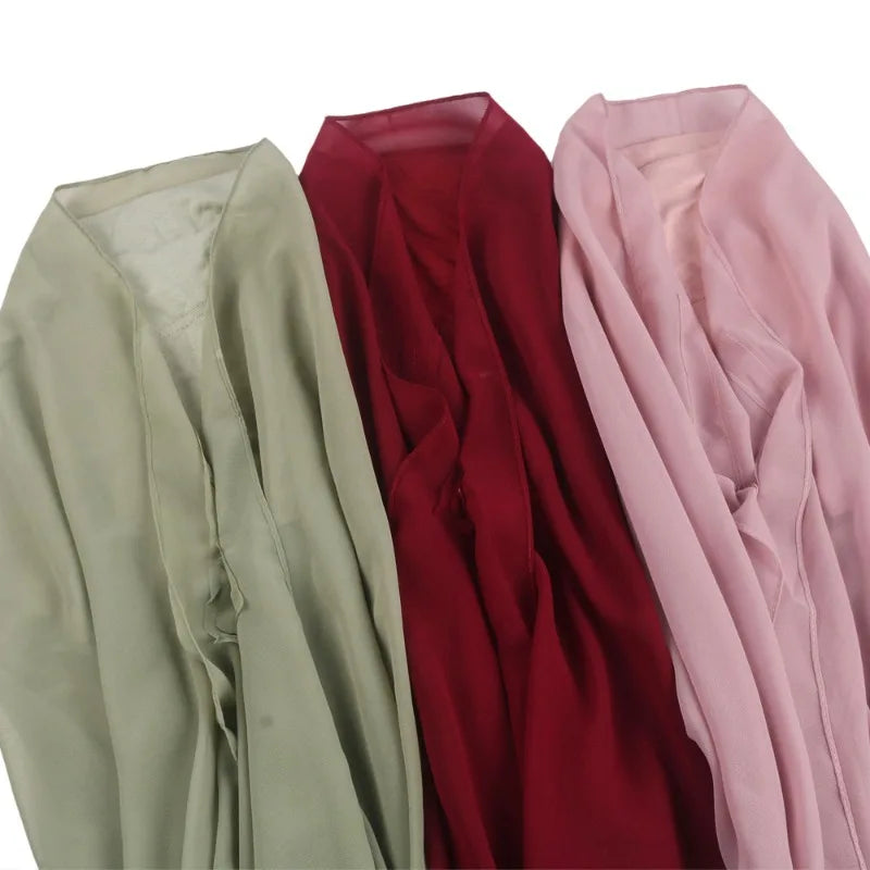 ONE TO WAN Premium Chiffon Hijab With Bulit-in Magnets Solid Color Easy To Wear Shawl Wrap With Undercap For Muslim Women