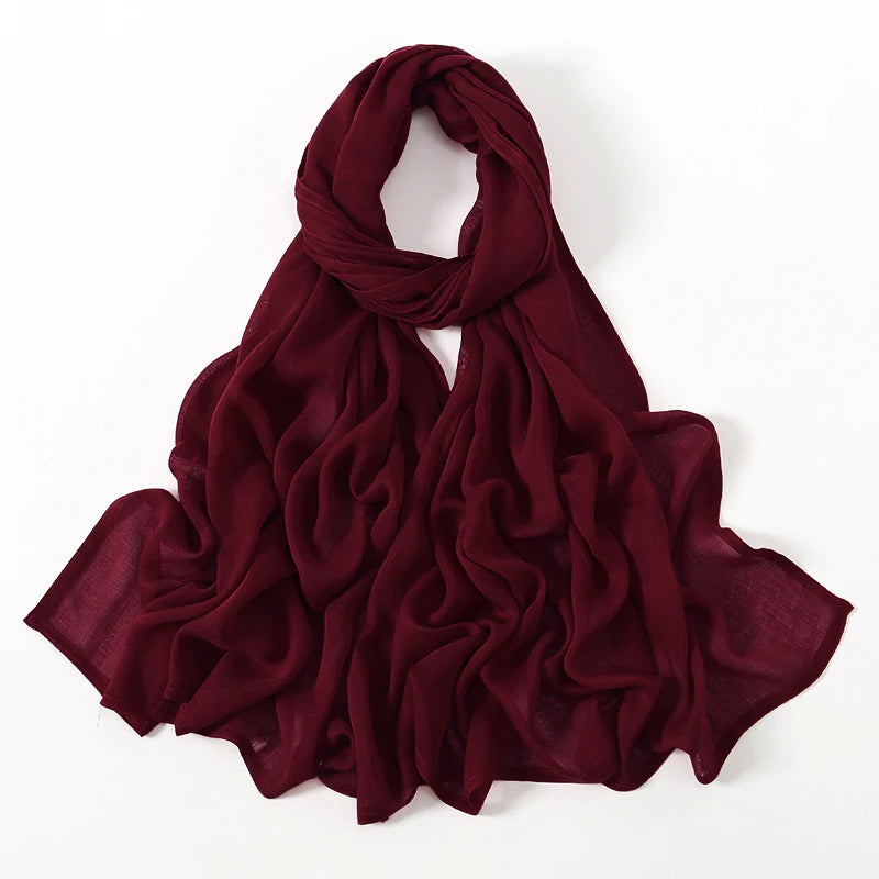 Rayon Viscose Muslim Woman Hijab Cotton Plain Musulman Scarves Solid Islamic Shawls and Wraps Soft Women's Turban Headband Veil