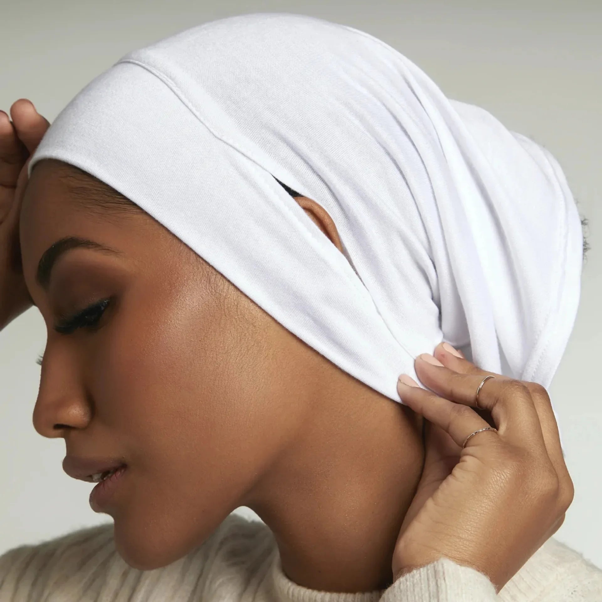 Jersey Cotton Muslim Women Under Hijab Cap With Ear Hole Inner Hijab Cap Round Forehead Underscarf Bonnet Femme Musulman