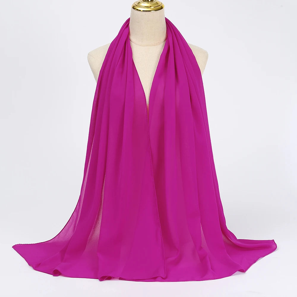 Muslim Chiffon Hijabs For Woman Long Solid Color Head Wrap For Women Shawls Scarves Ladies Muslim Veil Hijab
