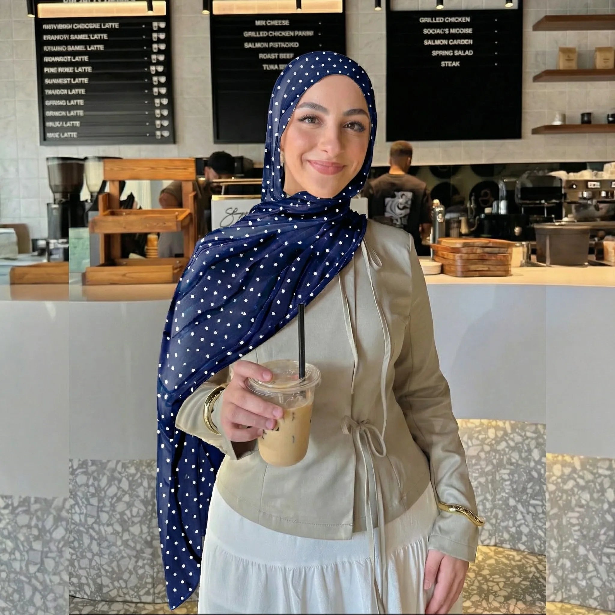 Bohemian Dot Print Hijabs Women Watercolour Shawl Soft Muslim Hijabs Modal Cotton Wrap Beach Sun-Protection Headscarf Ramadan