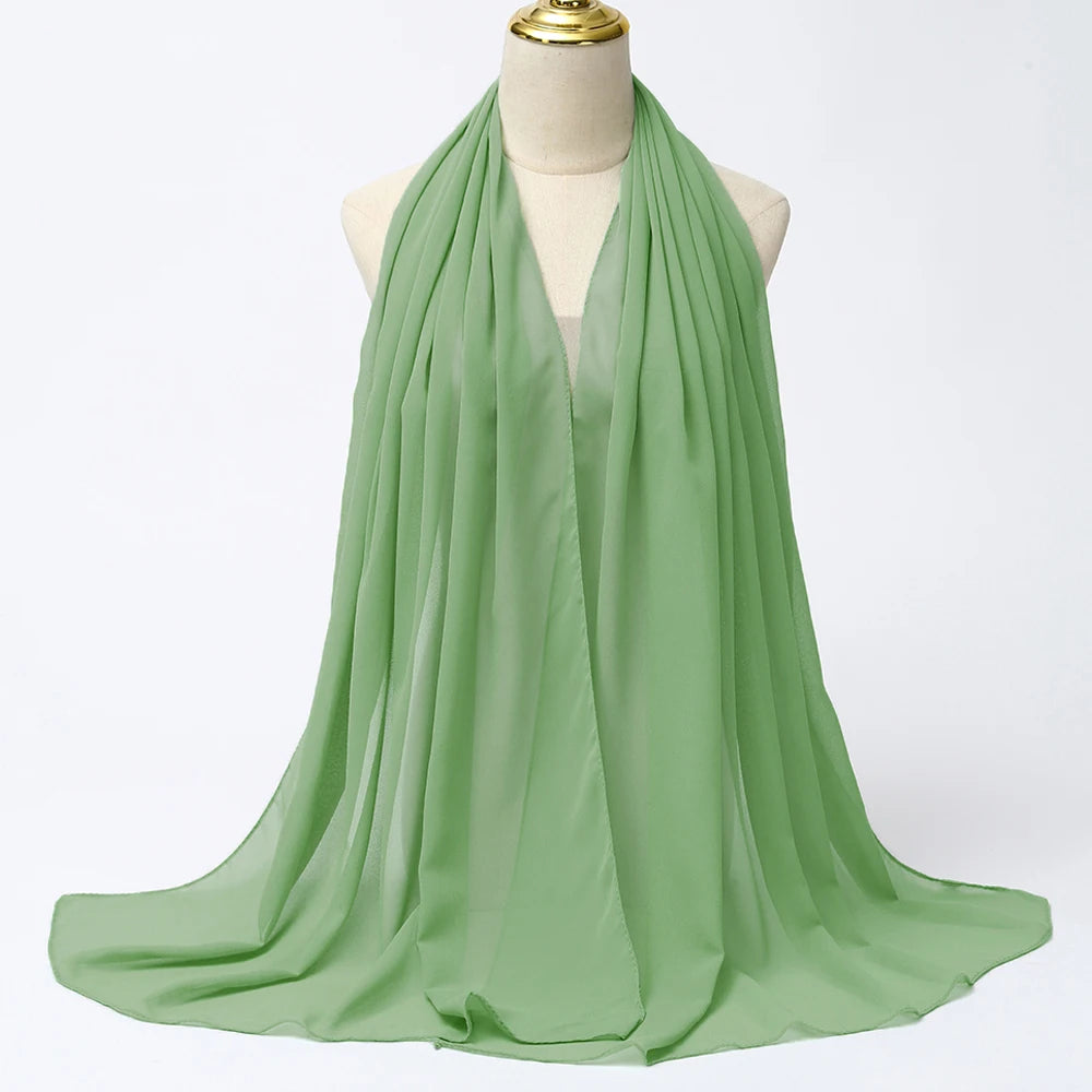 Muslim Chiffon Hijabs For Woman Long Solid Color Head Wrap For Women Shawls Scarves Ladies Muslim Veil Hijab