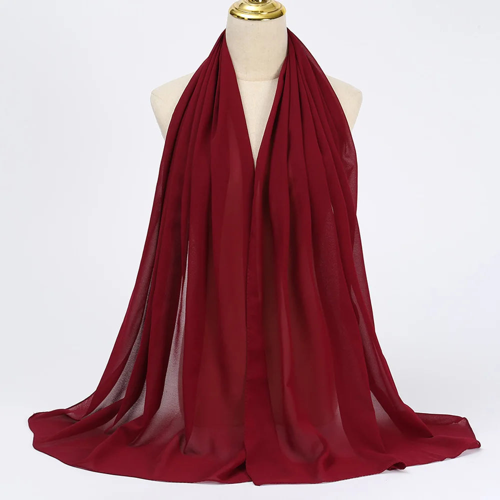 Muslim Chiffon Hijabs For Woman Long Solid Color Head Wrap For Women Shawls Scarves Ladies Muslim Veil Hijab
