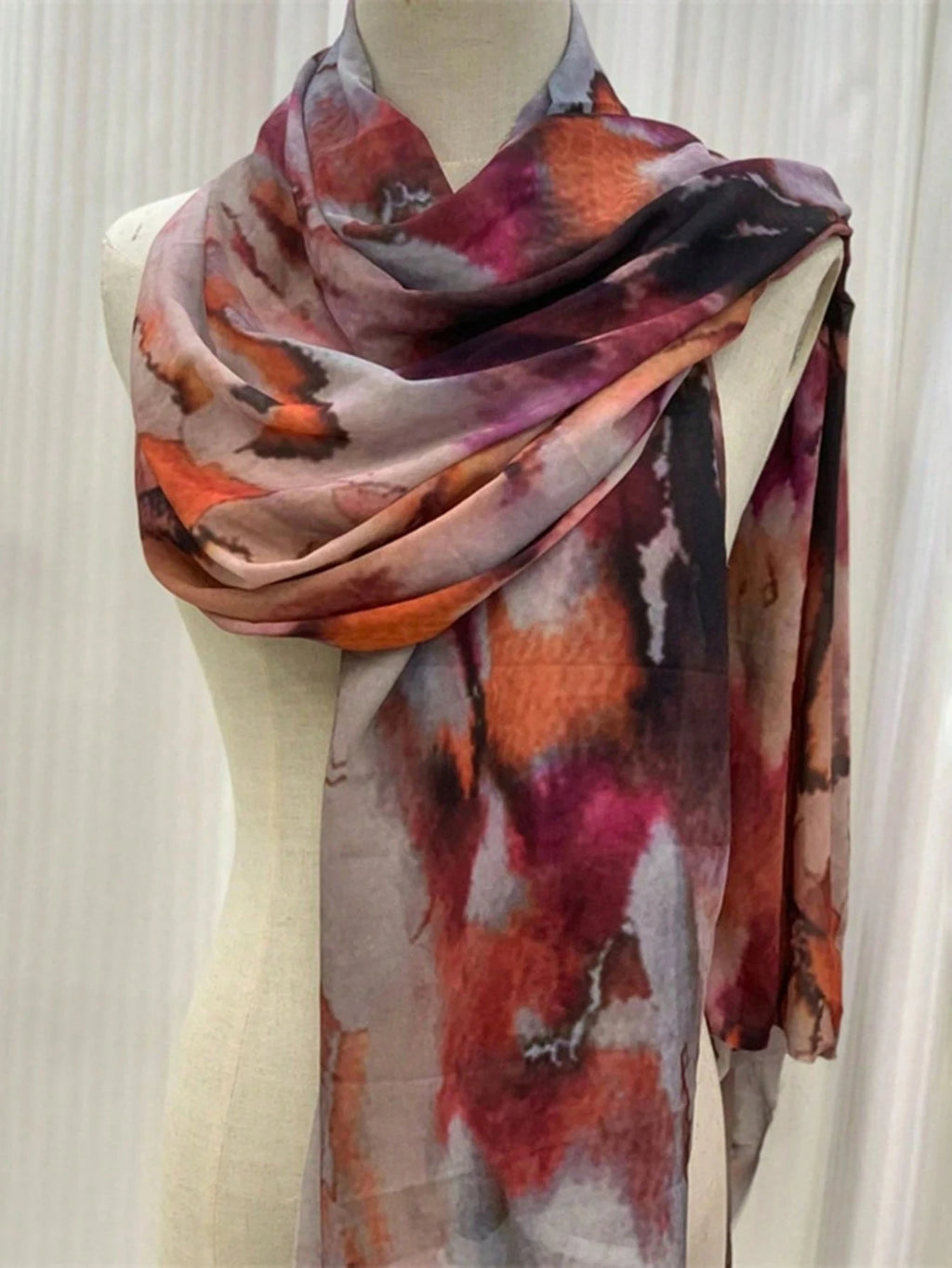 Women Muslim Hijab Watercolour Print Bohemian Styles Soft Scarf Ramadan Scarves Headscarf Shawls Turban Breathable Hijabs