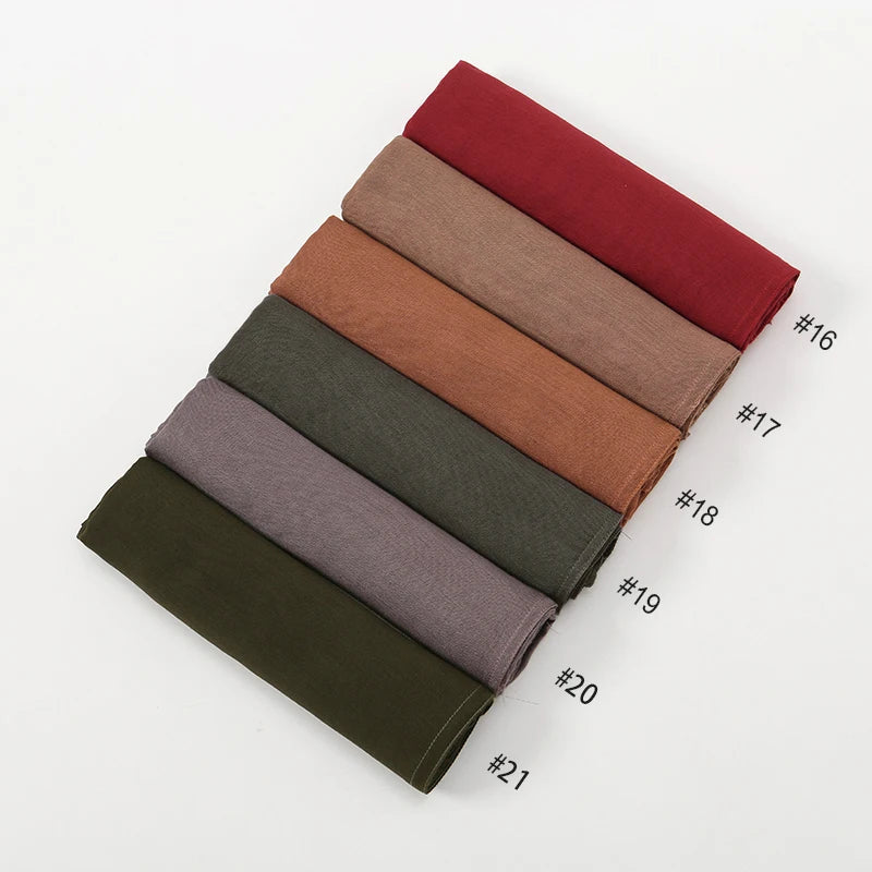 Rayon Viscose Muslim Woman Hijab Cotton Plain Musulman Scarves Solid Islamic Shawls and Wraps Soft Women's Turban Headband Veil