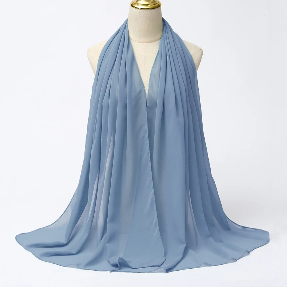 Muslim Chiffon Hijabs For Woman Long Solid Color Head Wrap For Women Shawls Scarves Ladies Muslim Veil Hijab