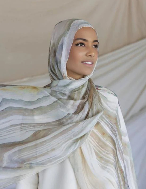 1Pcs New Watercolor Print Hijab Islam Ramadan Women Bohemian Soft Muslim Hijabs Foulard Arab Femme Shawl Wrap Scarf Headscarf