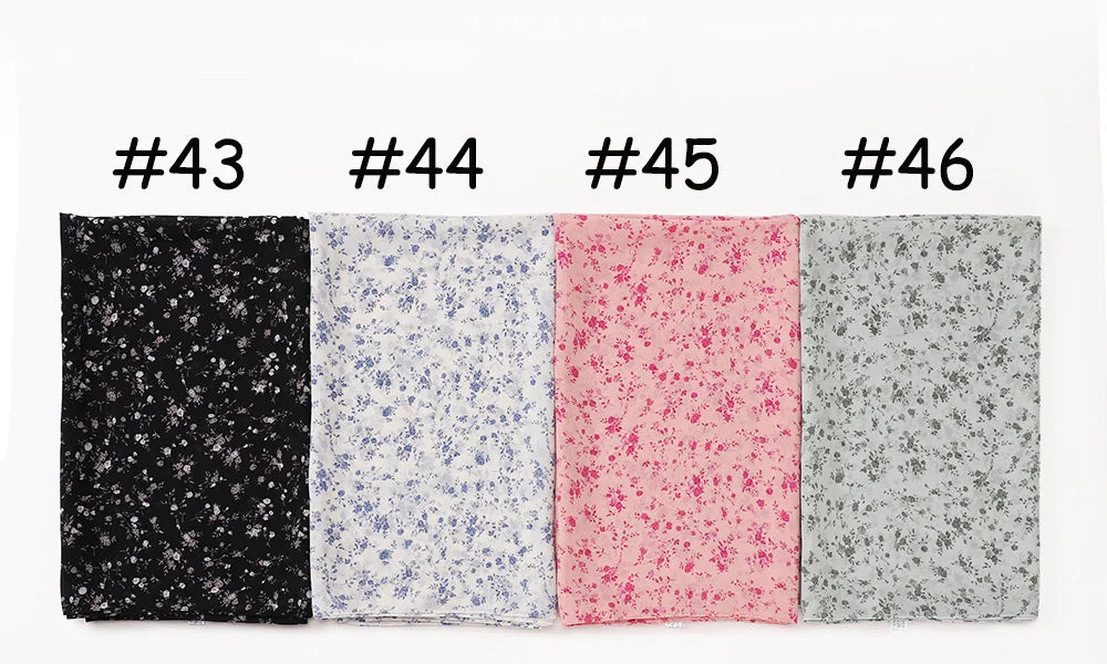 New Printed Hijabs Shawl Bubble Chiffon Hijabs Woman Design Flower Shawls Muslim Scarves Headscarf Wraps Turbans Long Scarves