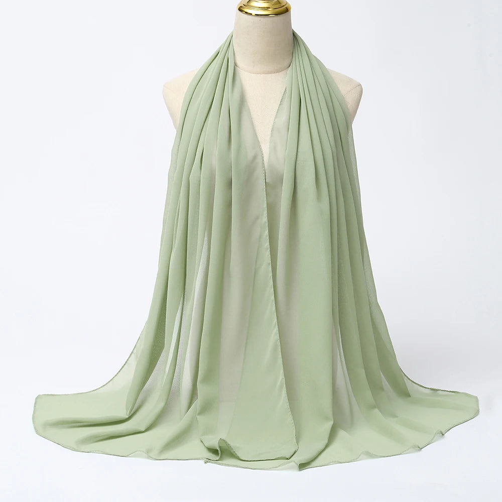 Muslim Chiffon Hijabs For Woman Long Solid Color Head Wrap For Women Shawls Scarves Ladies Muslim Veil Hijab