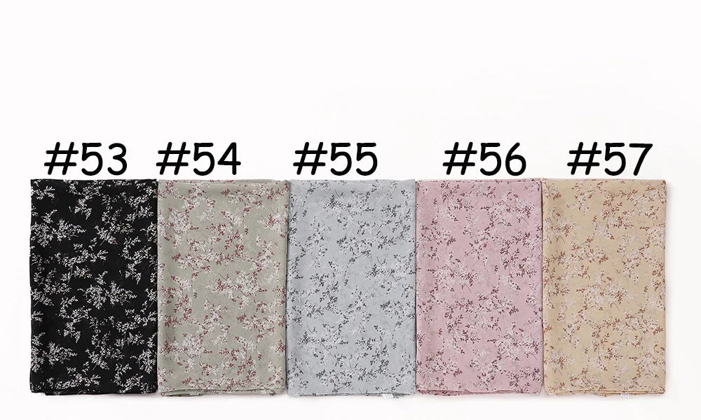 New Printed Hijabs Shawl Bubble Chiffon Hijabs Woman Design Flower Shawls Muslim Scarves Headscarf Wraps Turbans Long Scarves