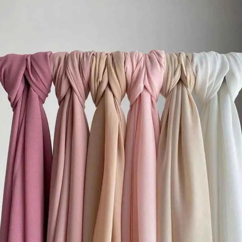 Ramadan Muslim Chiffon Hijabs For Woman Plain Color Headscarf Long Shawl Scarf Thin Breathable Sunscreen Head Wrap Hijabs Scarf