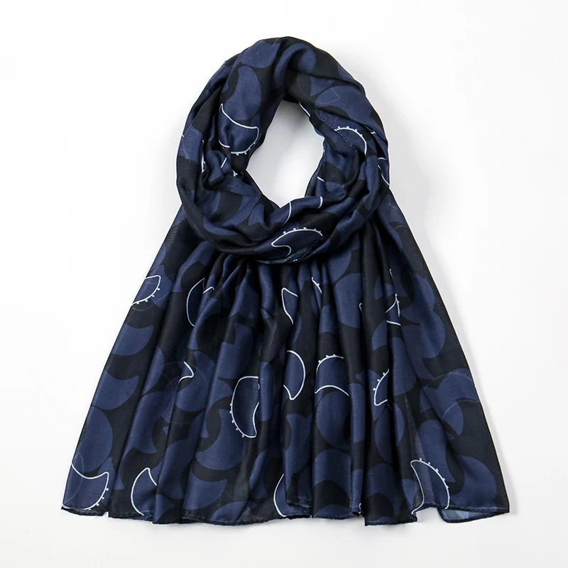 New Women's Watercolor Hijab Scarf Bandana Headband Vintage Luxury Beach 180cm Long Handkerchief Bohemia Muslim Accessories 2025