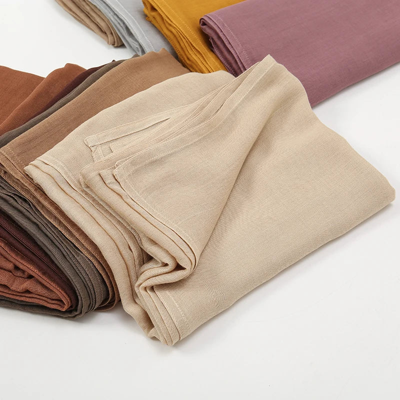 Rayon Viscose Muslim Woman Hijab Cotton Plain Musulman Scarves Solid Islamic Shawls and Wraps Soft Women's Turban Headband Veil