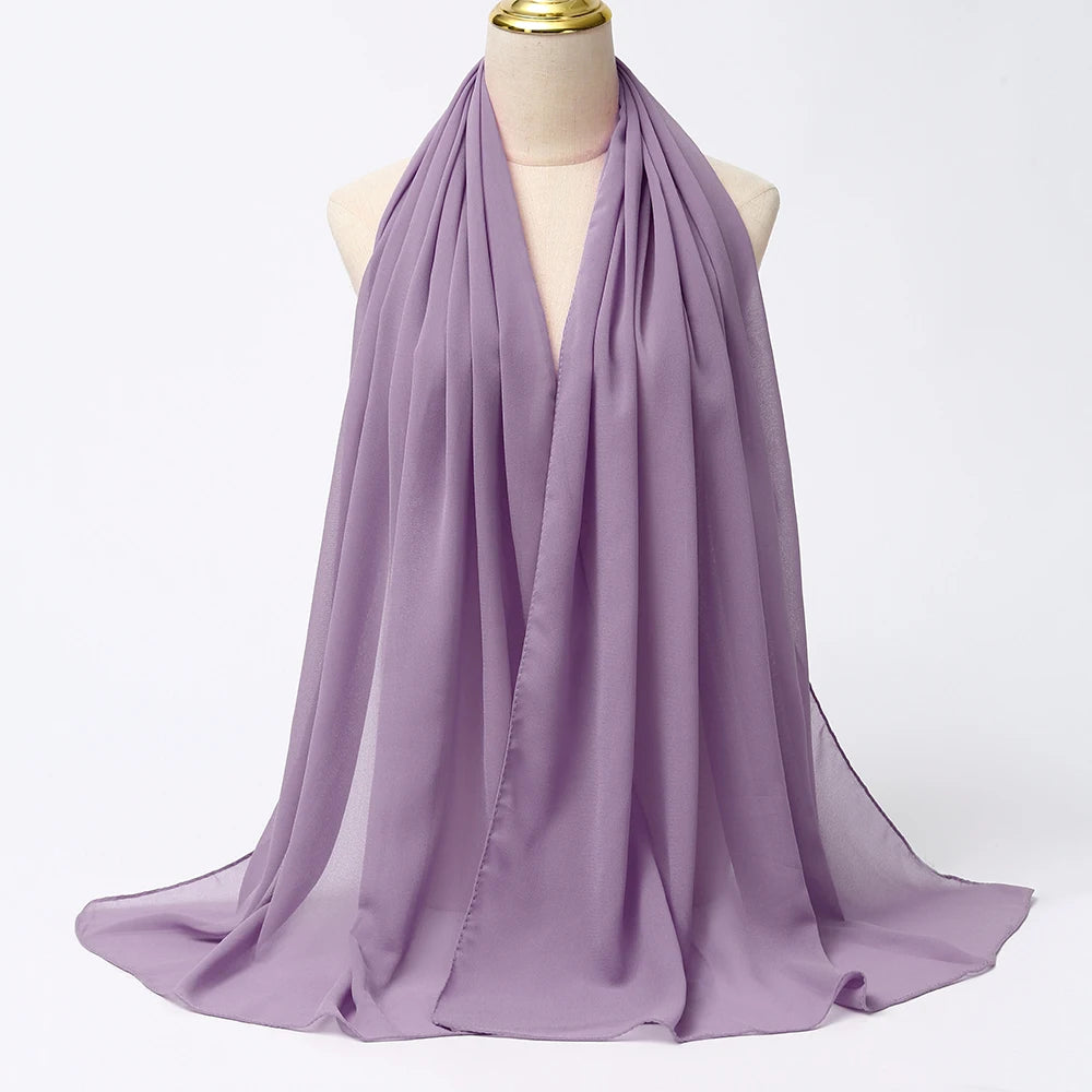 Muslim Chiffon Hijabs For Woman Long Solid Color Head Wrap For Women Shawls Scarves Ladies Muslim Veil Hijab