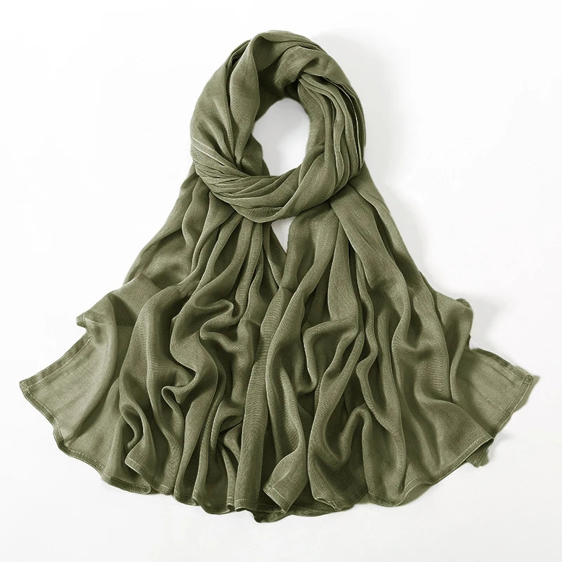 Rayon Viscose Muslim Woman Hijab Cotton Plain Musulman Scarves Solid Islamic Shawls and Wraps Soft Women's Turban Headband Veil
