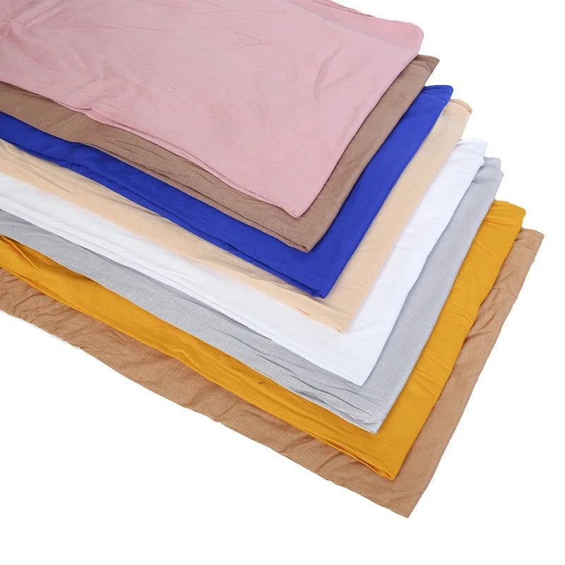 170x60cm Modal Jersey Instant Hijab Long Stretchy Soft Breathable Solid Color Head Wrap Shawl for Muslim Ladies Ramadan Prayer