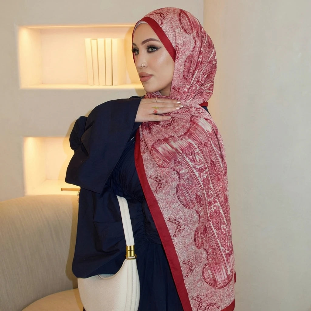 Ramadan Muslim Hijabs for Women Spring Watercolour Shawl Soft Muslim Eid Hijabs Modal Cotton Wrap Ialamic Headscarf Ramadan