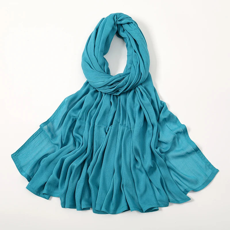 Rayon Viscose Muslim Woman Hijab Cotton Plain Musulman Scarves Solid Islamic Shawls and Wraps Soft Women's Turban Headband Veil