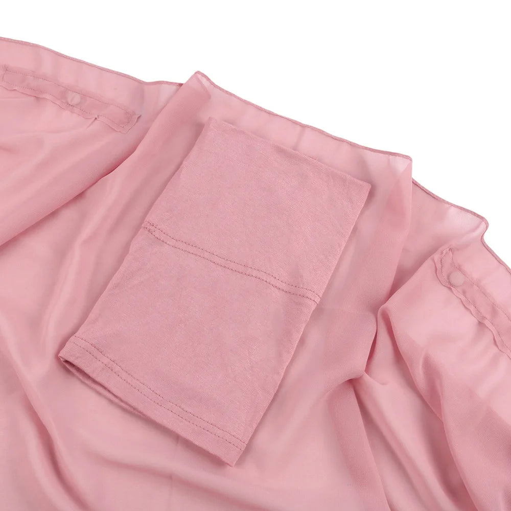 ONE TO WAN Premium Chiffon Hijab With Bulit-in Magnets Solid Color Easy To Wear Shawl Wrap With Undercap For Muslim Women