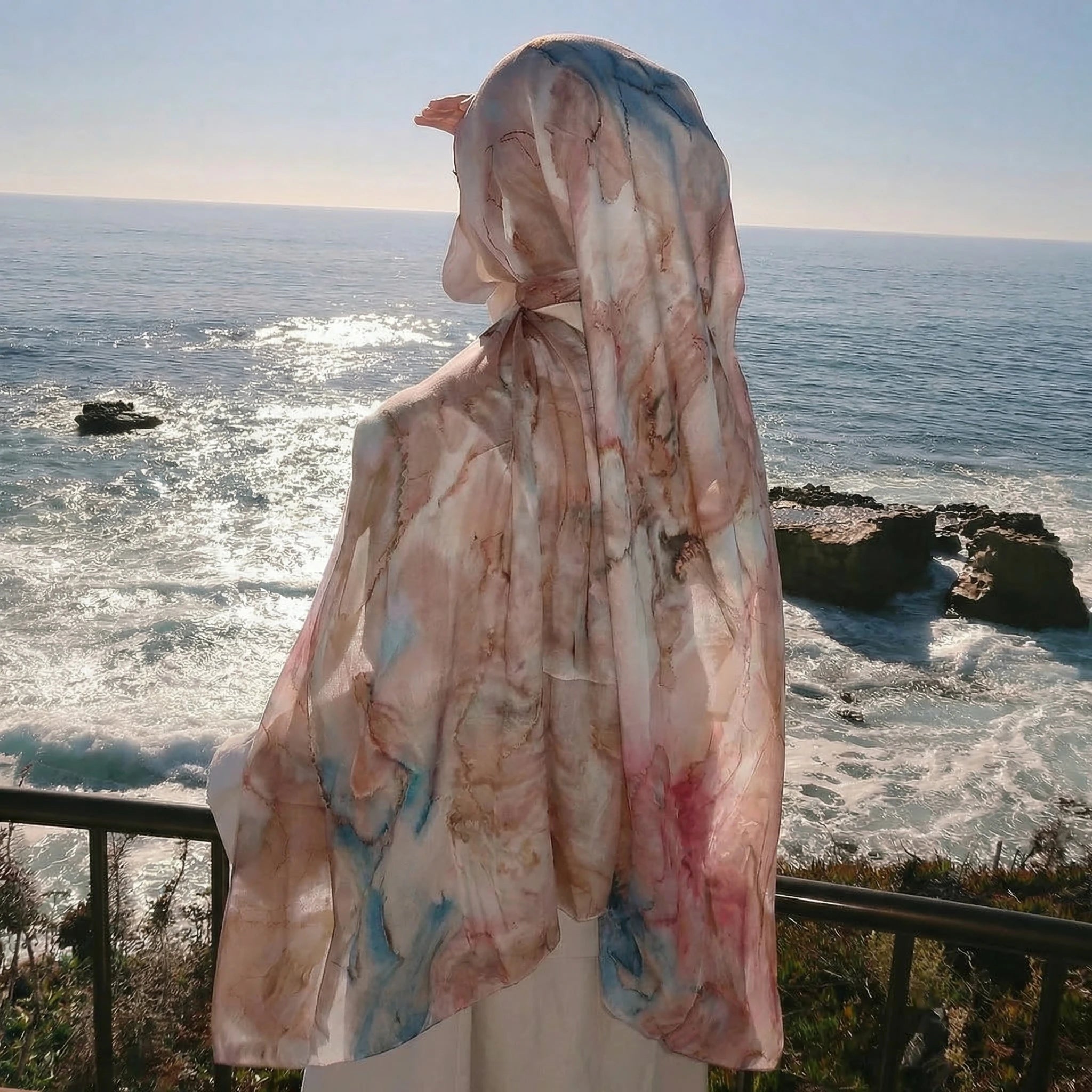 New Women's Watercolor Hijab Scarf Bandana Headband Vintage Luxury Beach 180cm Long Handkerchief Bohemia Muslim Accessories