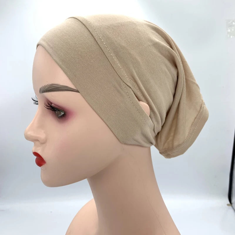 Jersey Cotton Muslim Women Under Hijab Cap With Ear Hole Inner Hijab Cap Round Forehead Underscarf Bonnet Femme Musulman