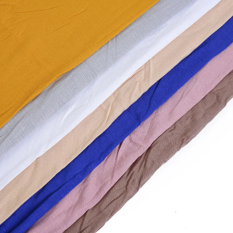 170x60cm Modal Jersey Instant Hijab Long Stretchy Soft Breathable Solid Color Head Wrap Shawl for Muslim Ladies Ramadan Prayer