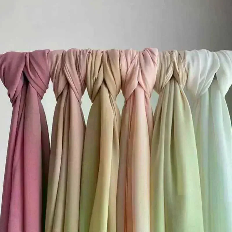 Ramadan Muslim Chiffon Hijabs For Woman Plain Color Headscarf Long Shawl Scarf Thin Breathable Sunscreen Head Wrap Hijabs Scarf