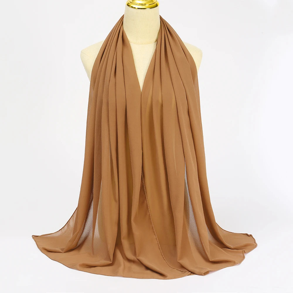 Muslim Chiffon Hijabs For Woman Long Solid Color Head Wrap For Women Shawls Scarves Ladies Muslim Veil Hijab