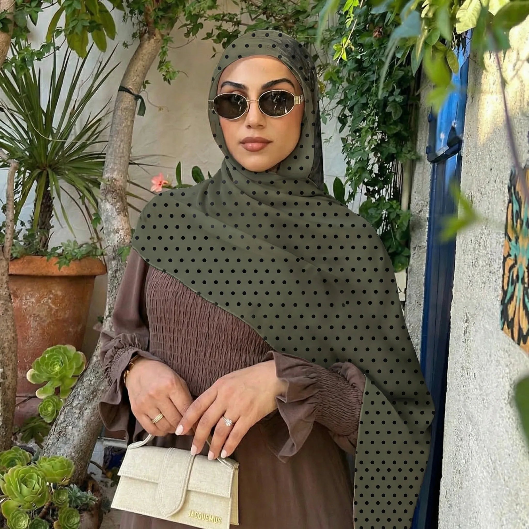 Bohemian Dot Print Hijabs Women Watercolour Shawl Soft Muslim Hijabs Modal Cotton Wrap Beach Sun-Protection Headscarf Ramadan