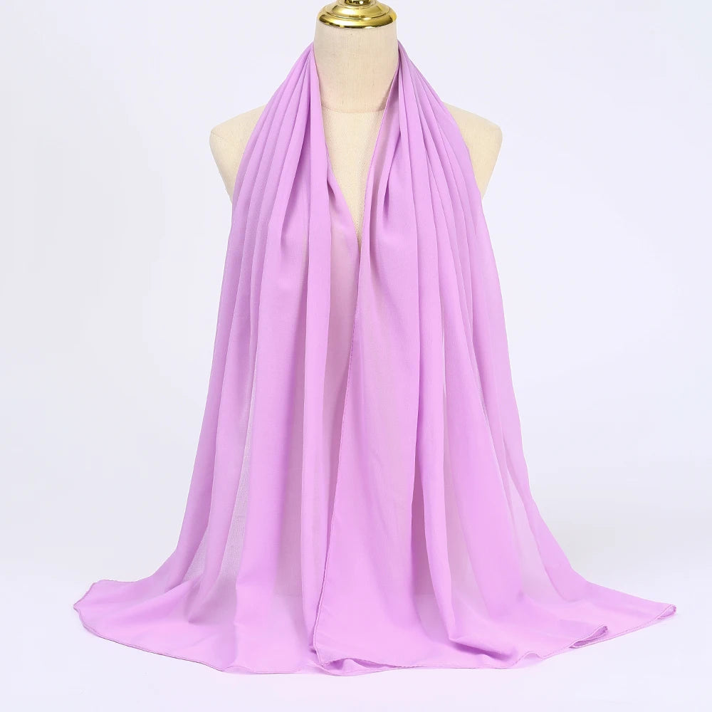 Muslim Chiffon Hijabs For Woman Long Solid Color Head Wrap For Women Shawls Scarves Ladies Muslim Veil Hijab