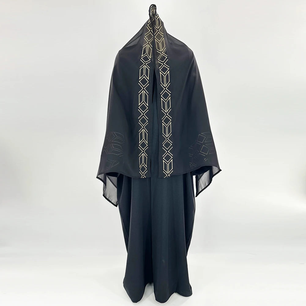 Muslim Hijab Abayas For Women Arab Ramandan Eid Gold Embroidery Open Modest Abaya Dubai Kaftan Dresses Islamic Clothing 2024 New