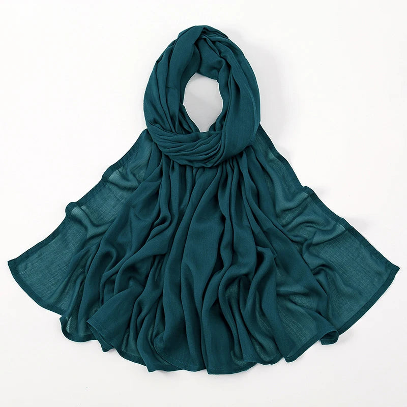 Rayon Viscose Muslim Woman Hijab Cotton Plain Musulman Scarves Solid Islamic Shawls and Wraps Soft Women's Turban Headband Veil