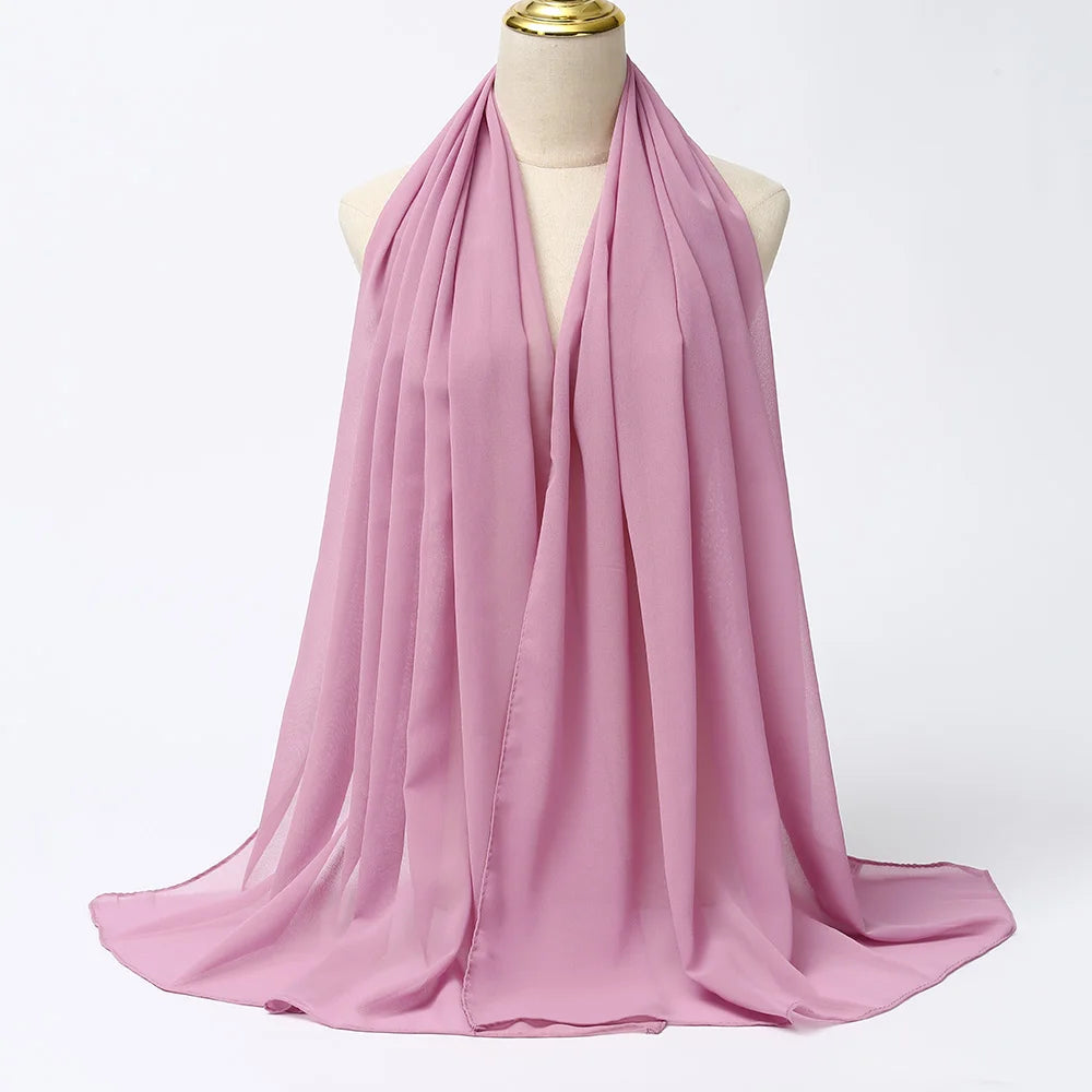 Muslim Chiffon Hijabs For Woman Long Solid Color Head Wrap For Women Shawls Scarves Ladies Muslim Veil Hijab