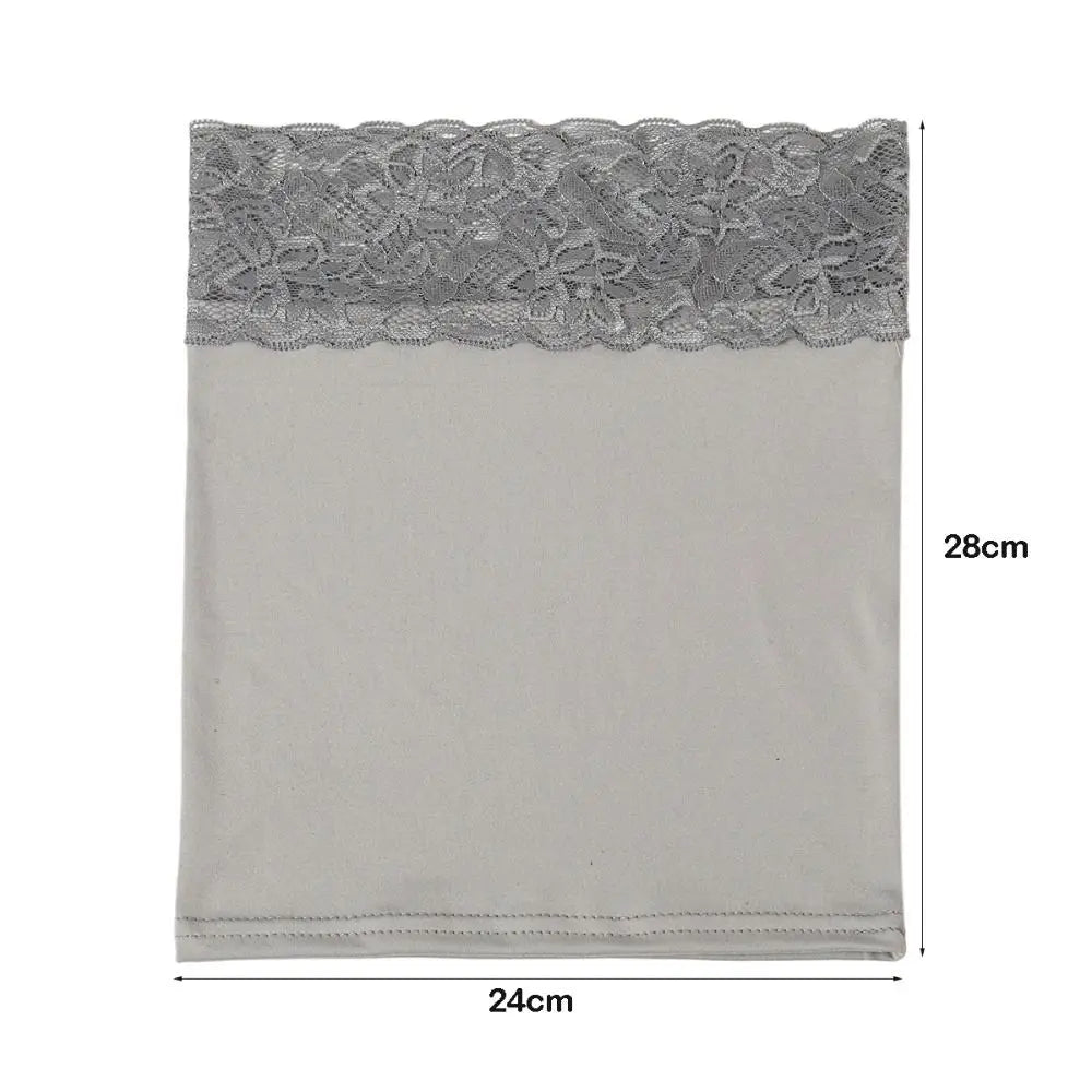 Comfortable Fit Elegant Hijab Cap Lace Edge Breathable Headscarf Hat Solid Color Soft Undercap Women Headwear