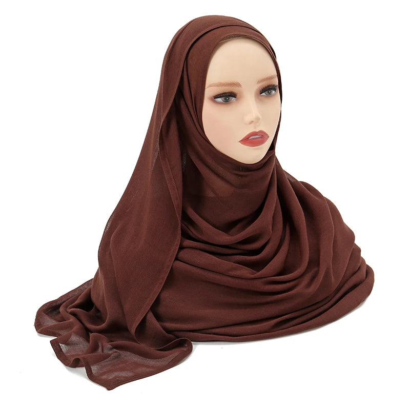 Rayon Viscose Muslim Woman Hijab Cotton Plain Musulman Scarves Solid Islamic Shawls and Wraps Soft Women's Turban Headband Veil