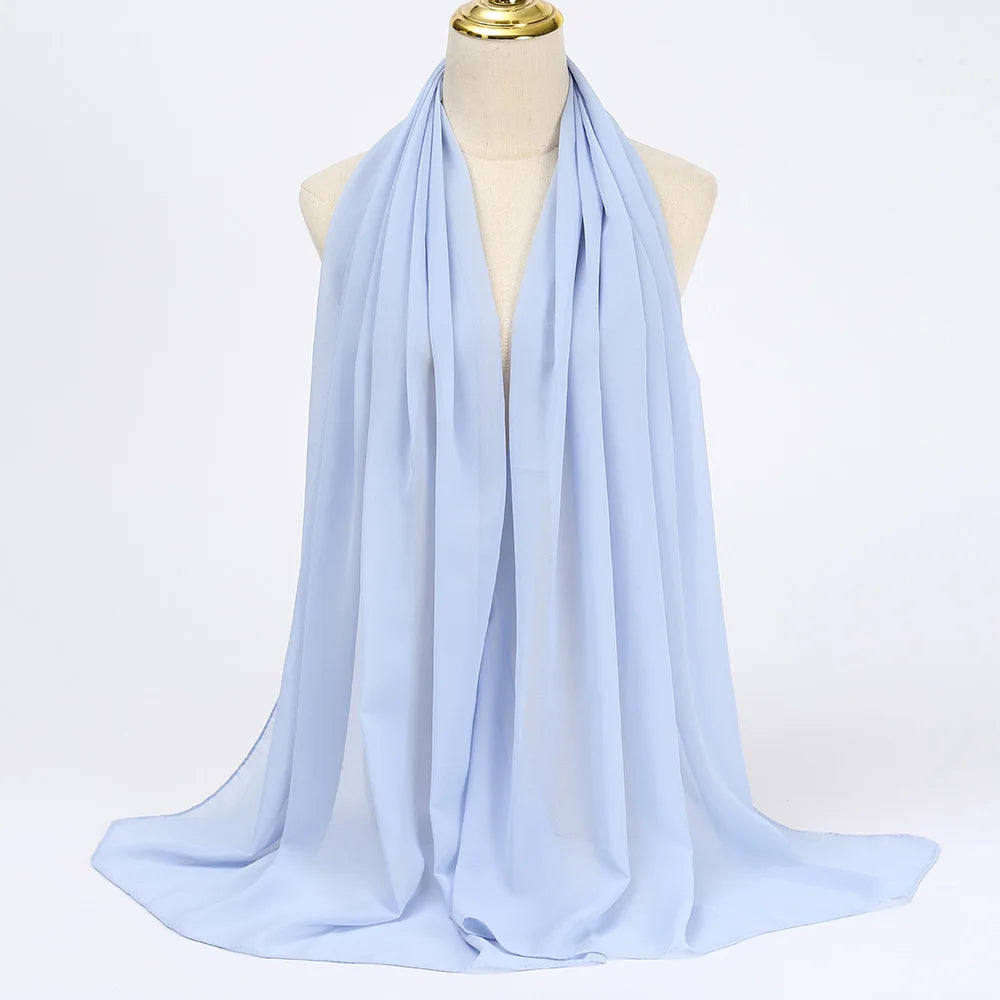 Muslim Chiffon Hijabs For Woman Long Solid Color Head Wrap For Women Shawls Scarves Ladies Muslim Veil Hijab