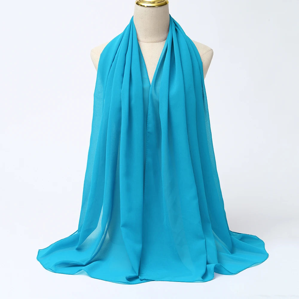 Muslim Chiffon Hijabs For Woman Long Solid Color Head Wrap For Women Shawls Scarves Ladies Muslim Veil Hijab