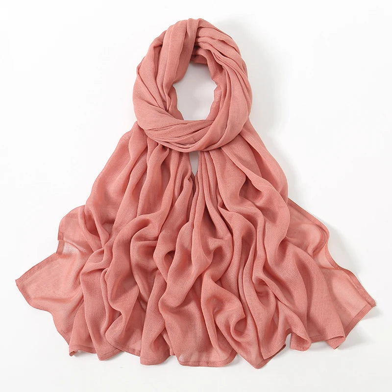 Rayon Viscose Muslim Woman Hijab Cotton Plain Musulman Scarves Solid Islamic Shawls and Wraps Soft Women's Turban Headband Veil