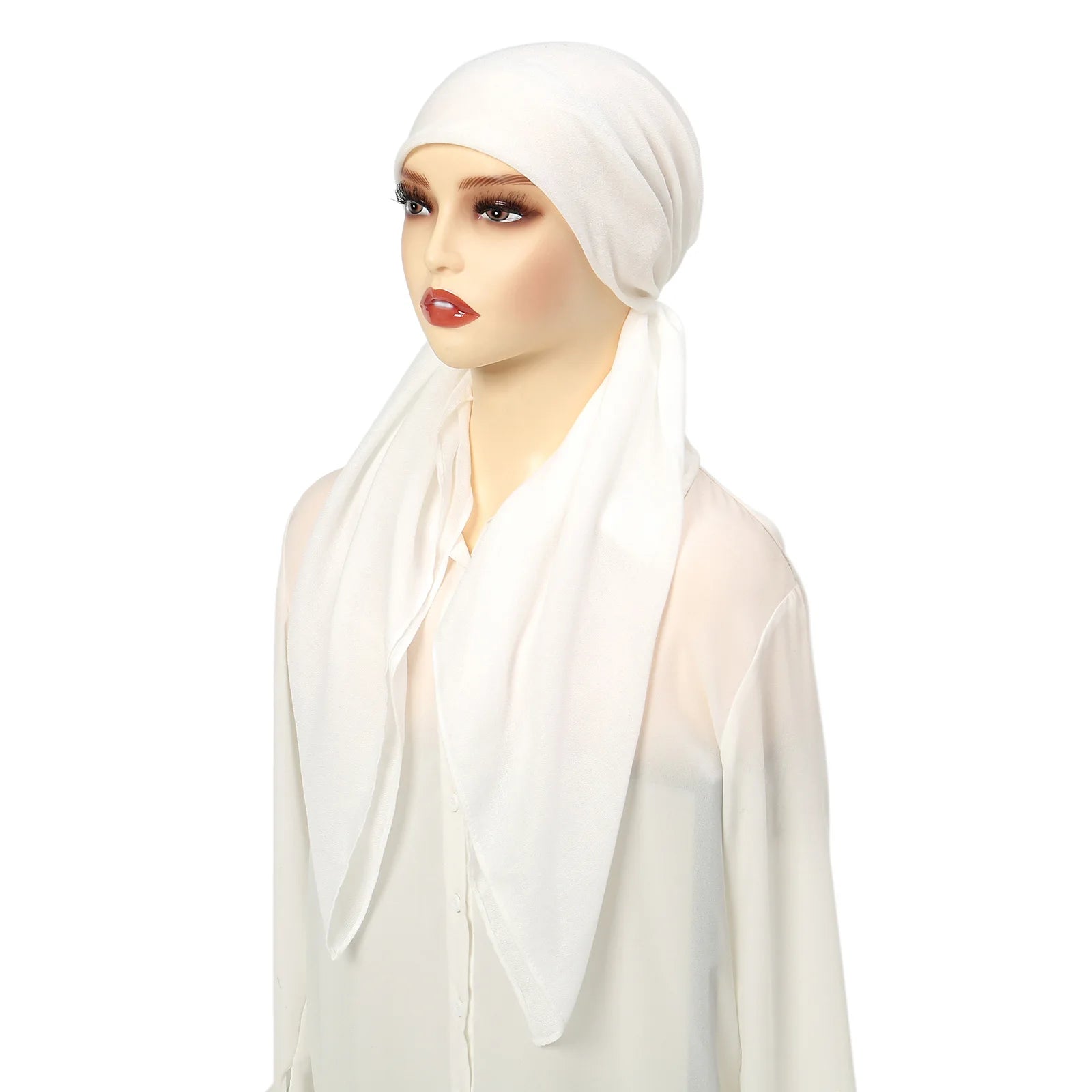 Ramadan Solid Color Soft Elastic Women's Hijab Muslim Ladies Turban Bonnet Long Tail Head Wrap Head Scarf Indian Hats